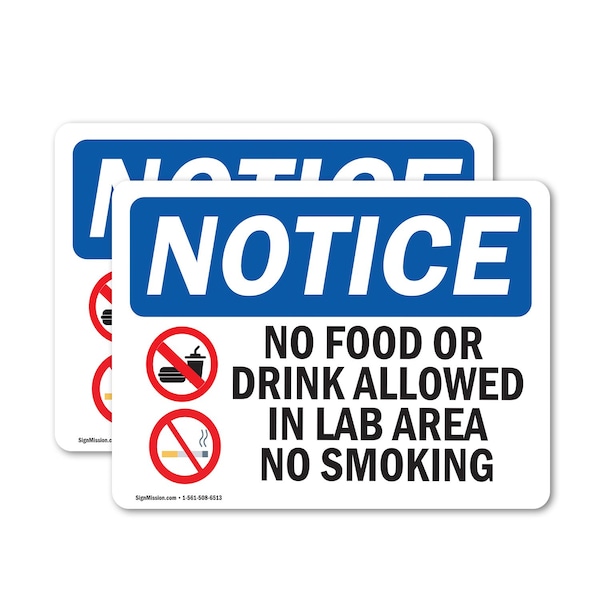 Signmission No Food Or Drink Allowed In Sign With Symbol, 14 in W x Rectangle, Vinyl Decal OS-2PACK-NS-D-1014-L-14572 - main